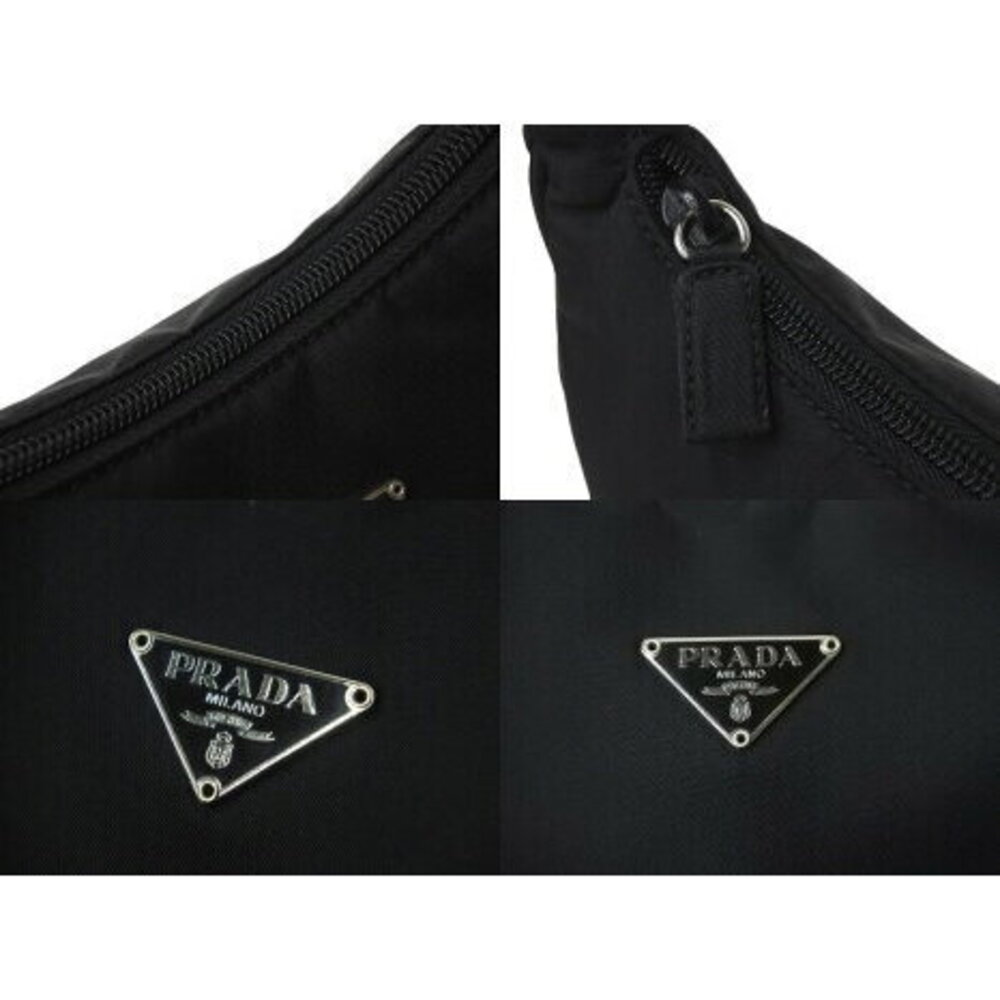 Prada Tessuto Shoulder Handbag Triangle Logo Plate Black Nylon - Picture 7 of 8